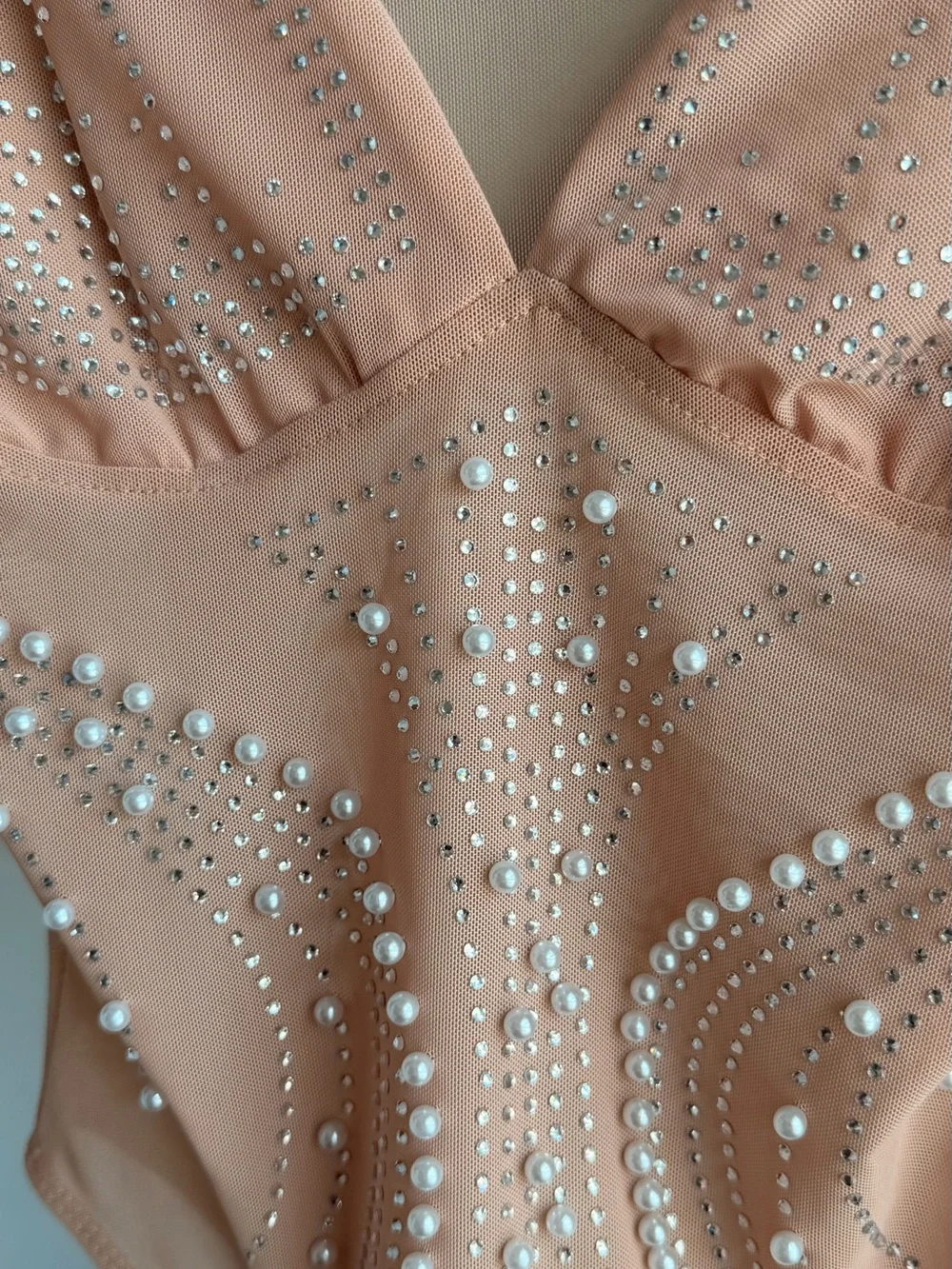 Blush Pink Embellished Girls' One-Piece Swimsuit